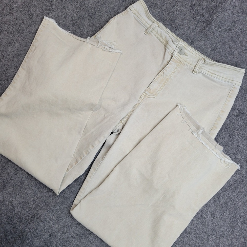 Oat Cargo Pants‎ Womens 10/30 Beige Flat Front Raw Hems Y2K Streetwear Boho